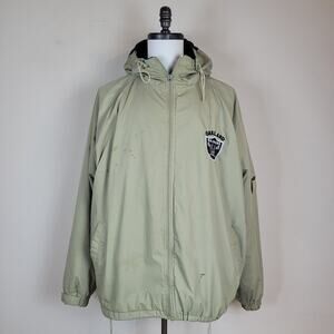 Vintage Pro Player Jacket Mens XXL Khaki Oakland Raiders Zip Hooded 90s WORN